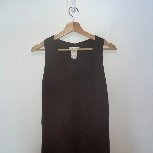 Celine Womens Brown Sleeveless V-Neck Mini Dress Size 44 - Picture 2 of 11